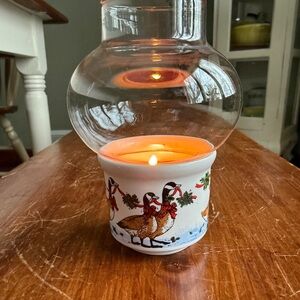Festive Candle Holder with Geese Design